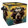 thumbnail image 1 of Dog Retro Large Capacity Foldable Cube Organizer with Handle, 10.8"x10.5"x10.6" - Storage Containers Organizer Bins, 1 of 6