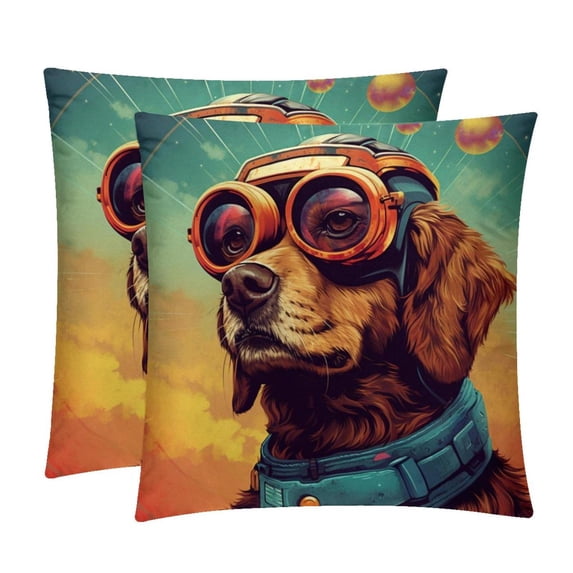 Dog Retro Throw Pillow Covers Inserts with Unique Patterns - Set of 2 for Pillows Covers - Available in 16x16, 18x18, 20x20 Inches - Great for Throw Pillow Covers - Versatile for Various Occasions