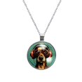 thumbnail image 1 of Dog Retro Women's Circular Glass Pendant Necklace - Elegant Jewelry for Women, 1 of 5