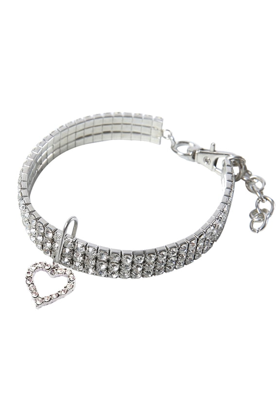 Dog Rhinestone Collar Mini Pet Dog Choker,Bling Heart-Shaped Jewelry Collar for Small Dogs,Fashion Accessory Vibrantes Lifes