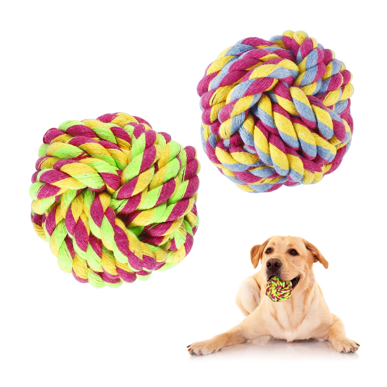 Dog Rope Ball, Cotton Dog Chew Toys Pet Chew Toy Set for Larger Breed Braided Cotton Chew Knot