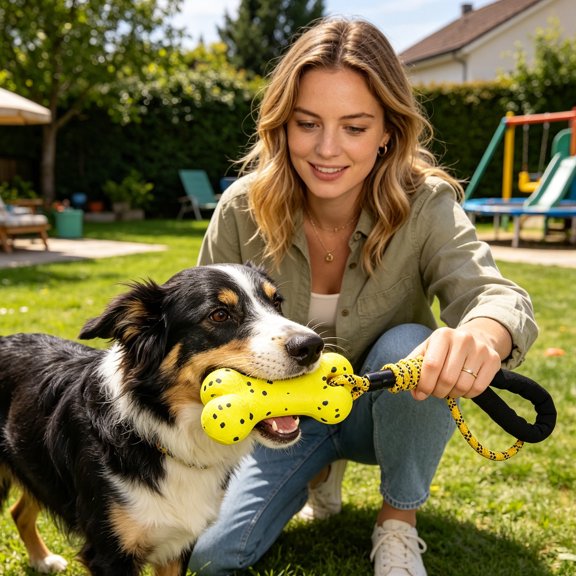 Dog Rope Bones on a Rope Dog Toy, for Fetch & Chew Small Medium Large Dogs