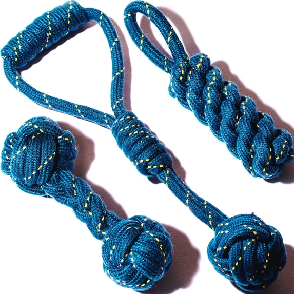 Dog Rope Chew Toy, 3 Pack, Contains 3.5 Knot Rope With Pulling Handle ...
