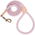 thumbnail image 1 of Dog Rope Leash 6 FT with Genuine Leather Tip, Reflective Rope Leash for Medium Large Dogs (Pink, 72 Inch), 1 of 6