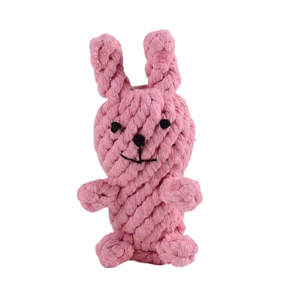 Dog Rope Toy Aggressive Chewers Bunny Cotton Pet Toy Indestructible Tough Tug of War Toy for Medium Large Dogs Dental Cleaning Health Pink