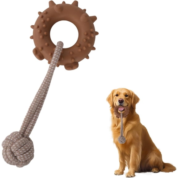Dog Rope Toy for Medium and Small Dogs Interactive Puppy Toys Tug of War Rope Tether Tug Outdoor Dog Toy 1 Knot Puppy Teething Chew Cotton with PVC Doughnut (Orange)
