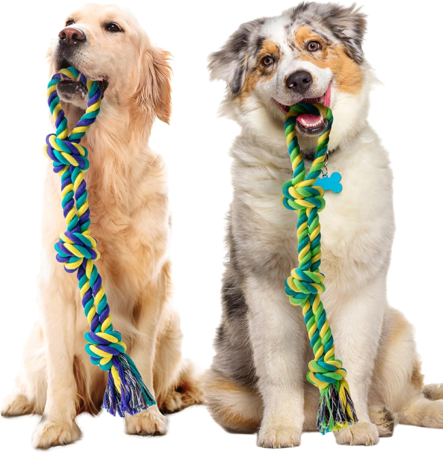 Dog Rope Toy for Medium Dogs, 2 Pack Heavy Duty Dog Chew Toys for Aggressive Chewers, Interactive Tug of War Dog Toys for Medium to Large Breed