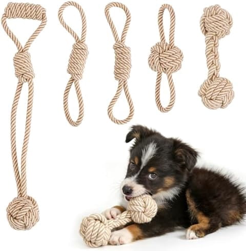 Dog Rope Toy for Small Dog 5pcs, Natural Chew Toys for Puppy, Medium & Small Dogs, Tug of War Rope for Puppies Clean & Relieve Teething