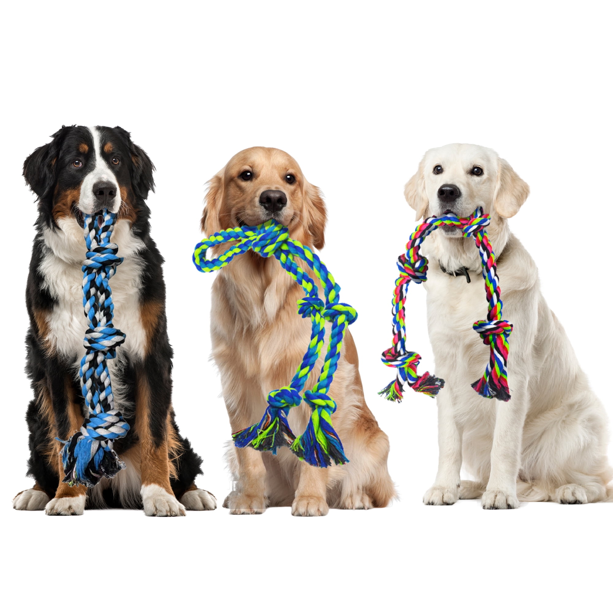 Dog Rope Toys 3-Pack for Aggressive Chewers, Tough Dental Chew & Tug of War Toy for Large Dogs