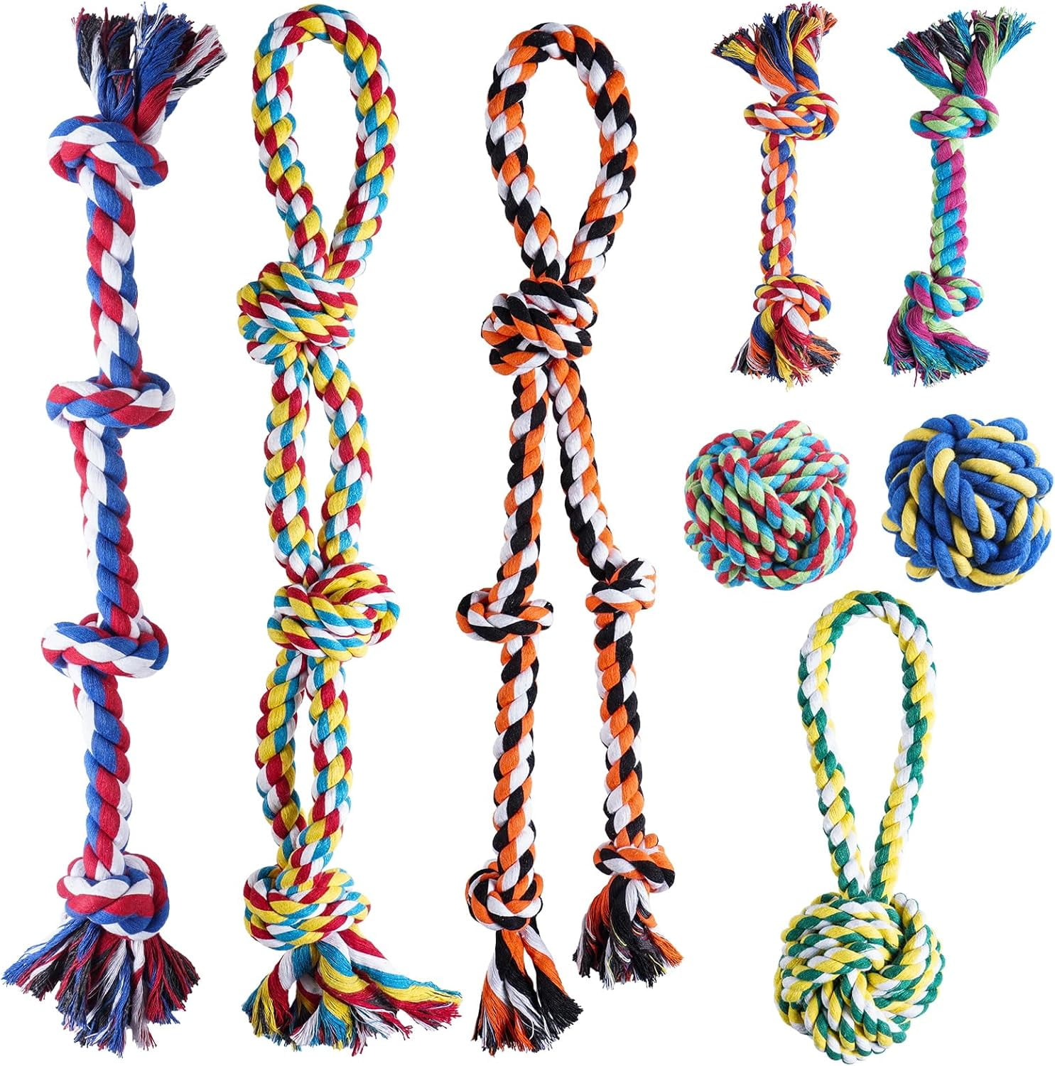 Dog Rope Toys for Large and Medium Aggressive Chewers, 8 Pack Heavy Duty Dog Rope Toy for Large, Dental Cleaning Chew Toys, Tug Toy for Boredom, 100% Cotton Indestructible Pet Toy