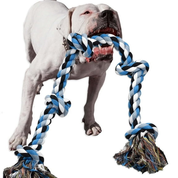 Dog Rope Toys for Aggressive Chewers,Heavy Duty Dog Toys for Medium Large Dogs,Tough Twisted Rope Toy with 5 Knots