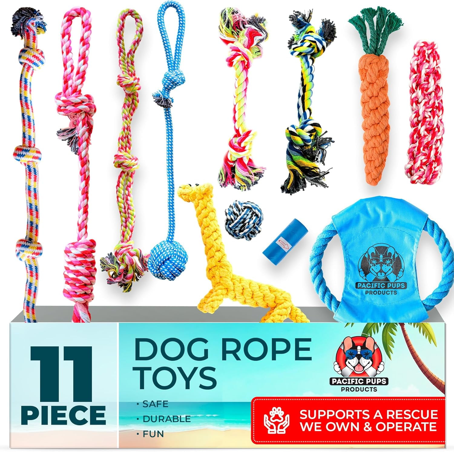 Dog Rope Toys for Medium Dogs 11 Pack - 11 Dog Toy Pack & Puppy Teething Rope Tug of War Dog Toys, Chew Toys to Keep Them Busy, Puppy Chew