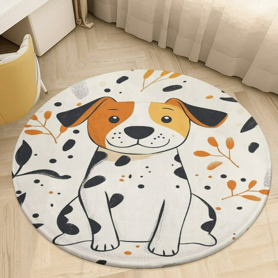 Dog Round Area Rugs for Bedroom Living Room, 5FT Soft Indoor Circle Carpets, Carpet Home Decor Floor Mat