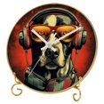 Dog Round Printed Wall Clocks with Hooks and Gold Stand Silent Non