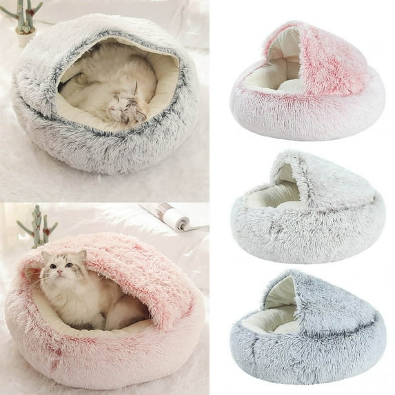 Dog Round Winter Warm Sleeping Bag Soft Polyester Cotton Pet Bed Calming Bed For Puppies Adult Dogs Under Washable
