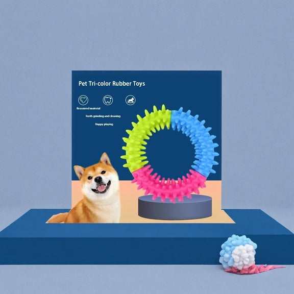 Dog Rubber Chew Toy, Durable Spiked Ring Toy for Teething and Dental Health, Boredom Relief and Training for Puppies and Adult Dogs