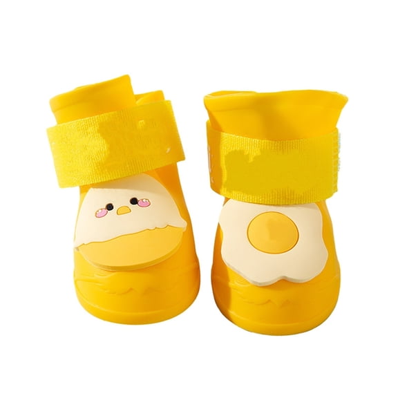 Dog Rubber Rain Shoes for Hot Pavement and Snow â Waterproof, Non-, Breathable Booties with Adjustable Straps for Small, Medium and Large Dogs (Yellow), One Size