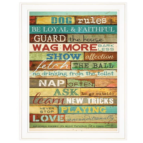 Dog Rules By Marla Rae Printed Framed Wall Art Wood Multi-Color