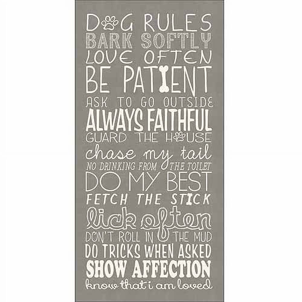 Dog Rules Whimsical Doodle Inspirational Pet Collage Typography Tan & White Canvas Art by Pied Piper Creative