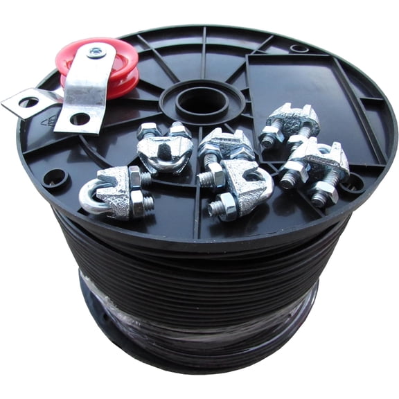 Dog Run Aerial Overhead Trolley - Heavy Cable for Small to X-Large Dogs Tie Out Runner (500 ft)