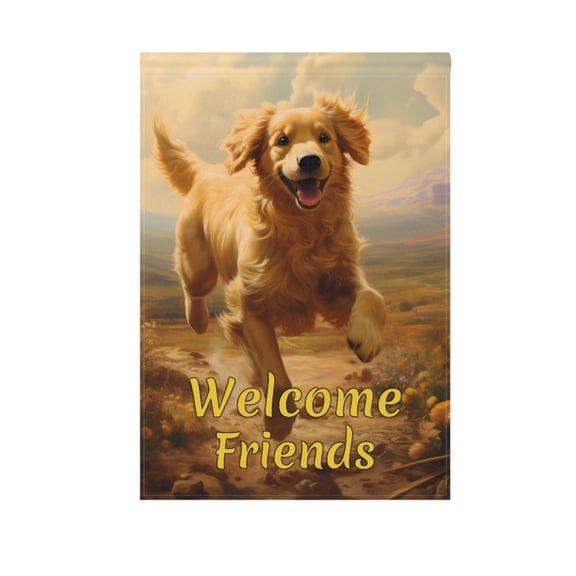 Dog Run in Field Garden Flag House Banner 12" x 18" Double Sided Outdoor Yard Decoration