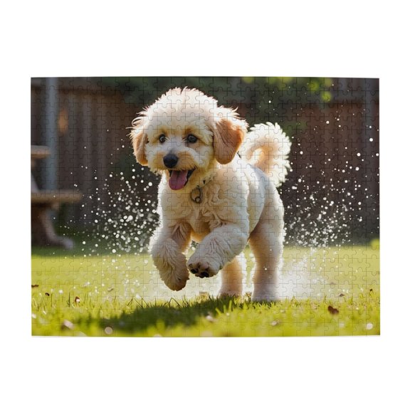 Dog Running Meadow Joyful 500-Piece Wooden Jigsaw Puzzle for Adults, Fun & Challenging Family Game, Stylish Wall Decor & Holiday Gift