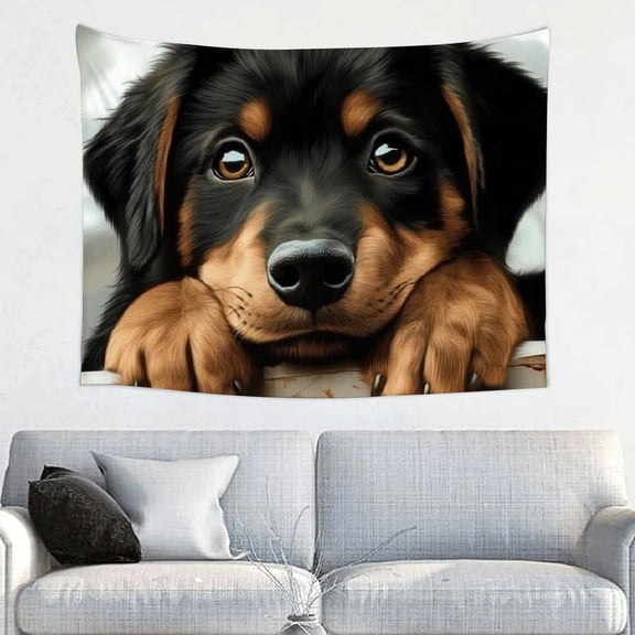 Dog Sad Sign Tapestry Wall Hanging, Decorative Art for Bedroom and Living Room, Soft Polyester Fabric, Vivid Colors, Multiple Sizes 40x30in