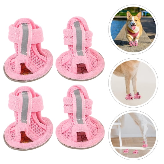 LIOOBO Dog Summer Shoes Pink 4Pcs Size 2 1.6In Width 2In Length