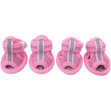 Dog Sandals Mesh Cotton Dog Sandals Shoes Protective Flexible Pink 3#
