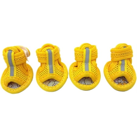 Dog Sandals Mesh Cotton Dog Sandals Shoes Protective Flexible Yellow 1#