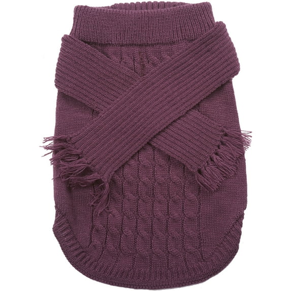 Dog Scarf Sweater-Plum Extra Small