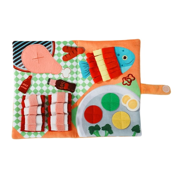 Dog Scent Training Enrichment Toy BBQ Book Shape Hide Treats Interactive Plush Chewable Pet Puzzle Game With Sound