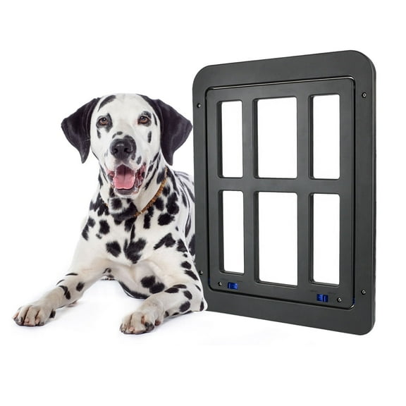 Dog Screen Door, Inside Door Flap 8.2x9.6 inch Lockable Pet Screen Door Magnetic Closure Sturdy Doggie Door for Screen Door, Black