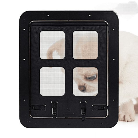 Dog Screen Door, Lockable Sliding Screen Pet Door, Magnetic Self-Closing Screen Doors with Locking Function for Small & Medium Cat Dogblack trumpet