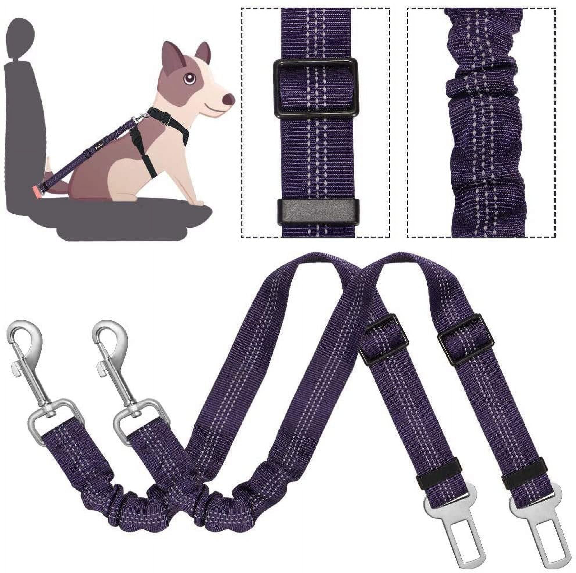 Dog Seat Belt 2 Pack Adjustable Pet Car Seatbelt High Elasticity Bungee Safety Belt Connect to Dog Harness in Vehicle Car Trip for Small Medium Large Dogs Daily Use Walmart