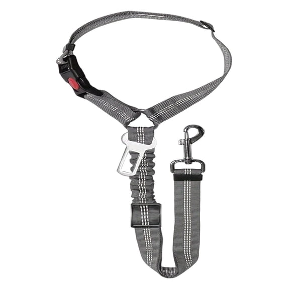 Dog Seat Belt for Car, 1 Pack Dog Car Harness Seatbelt Adjustable with Elastic Bungee Buffer, 2 in 1 Pet Car Leash Headrest Restraint Dog Reflective Safety Tether,Pet Car Safety Leash,Grey,28-33"