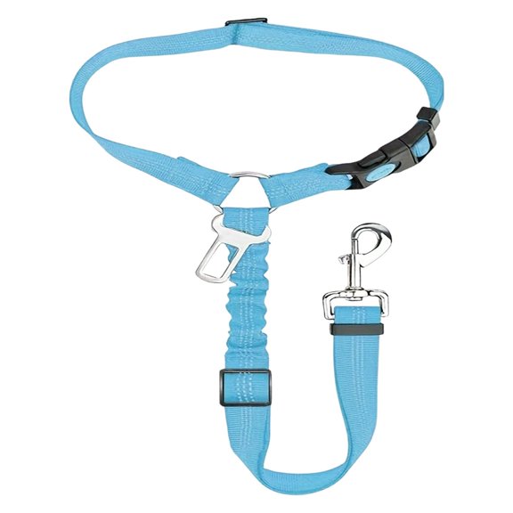 Dog Seat Belt for Car, 1 Pack Dog Car Harness Seatbelt Adjustable with Elastic Bungee Buffer, 2 in 1 Pet Car Leash Headrest Restraint Dog Reflective Safety Tether,Pet Car Safety Leash,Light Blue