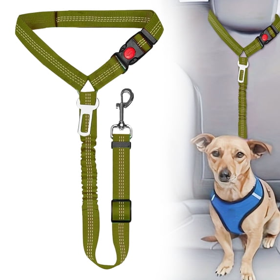 Dog Seat Belt for Car Adjustable Reflective Pet Car Harness with Elastic Bungee Buffer 2 in 1 Headrest Restraint Dog Leash Safety Tether for Dogs Cats Pink Travel Strap 1 Pack