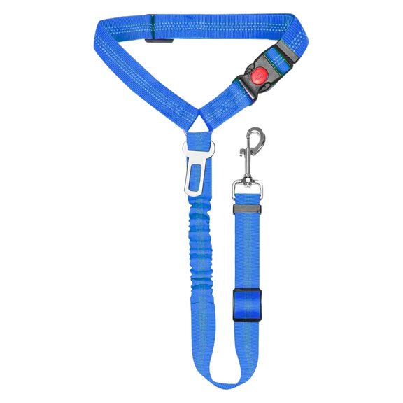 Dog Seat Belt for Car – Dark Blue Adjustable Pet Car Leash – Elastic Bungee Buffer, 2-in-1 Headrest Restraint – Reflective Tether for Dogs – Safe, Durable, and Ideal for Travel or Road Trips