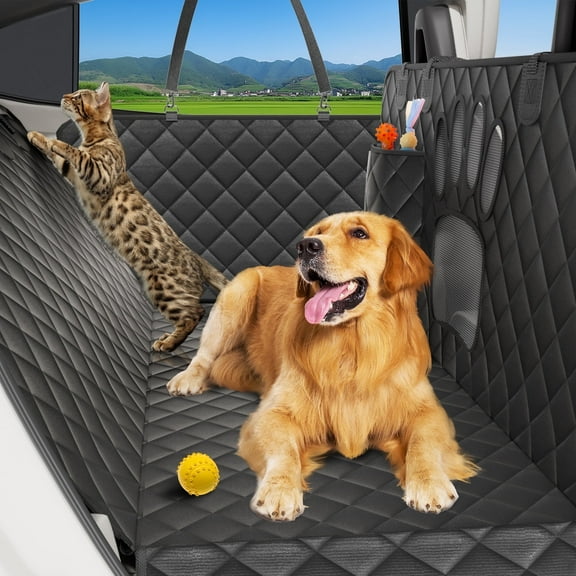 Dog Seat Cover-LAKWAR Non-slip Dog Car Hammocks with Seatbelt Dog Car Seat Cover Waterproof and Scratch-Resistant Dog Car Back Seat Protection