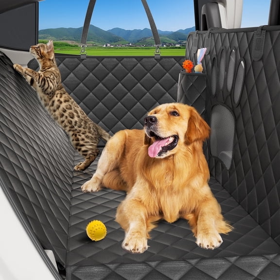 Dog Seat Cover-LAKWAR Non-slip Dog Car Hammocks with Seatbelt Dog Car Seat Cover Waterproof and Scratch-Resistant Dog Car Back Seat Protection