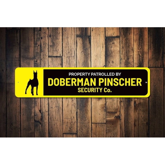 Dog Security Co. Sign Guard Dog Gift Guard Dog Sign Doberman Pinscher Sign Dog Security Sign Mean Dog Sign Dog Signs - Size: 16 x 4 Inches