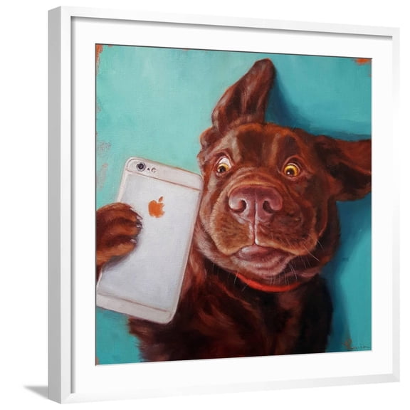Dog Selfie Framed Premium Giclee Print by Lucia Heffernan, 24" x 24", Sold by Art.com