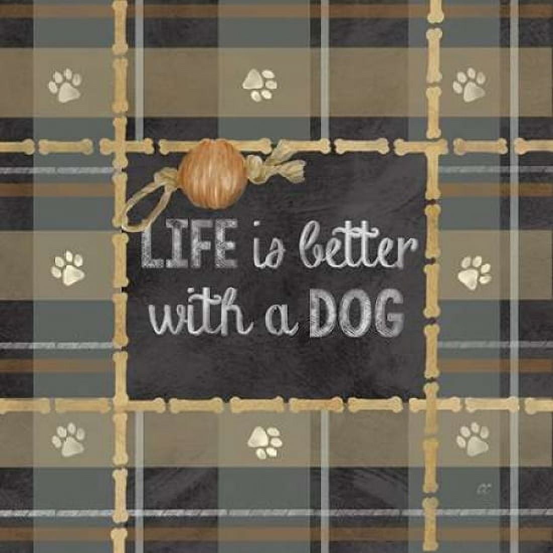 Dog Sentiment Plaid II Canvas Art - Cynthia Coulter (24 x 24)