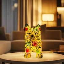 Dog Series Art Night Light Dachshund Lamp Resin Stained Glass Dog Lamp Tabletop Night Light Cute Pet Dogs Themed LED Table Lamps for Bedroom and Living Room Decoration