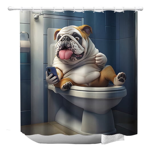 Dog Series Bathroom Shower Curtain, Home Waterproof And Mildew Proof Shower Curtain, Bathroom Partition Shower Curtain A Polyester Shower Curtain Color:A Material:Cloth