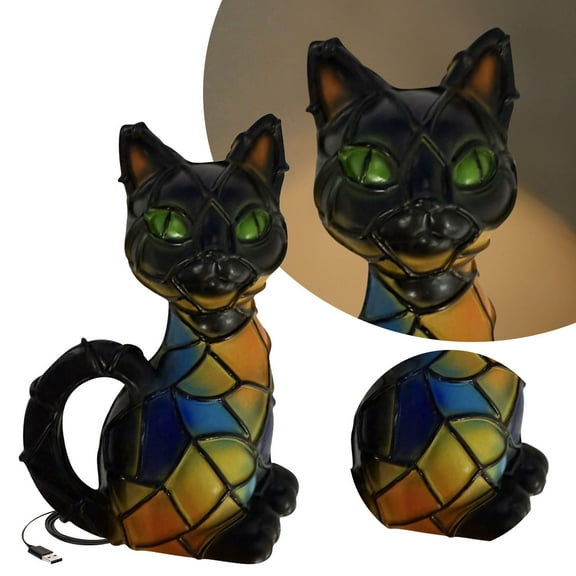 Dog Series Resin Art Night Light - Cute Stained Vintage Table Lamp, LED Desk Lamp & Decor, Dog Night Light for Bedroom, Home Ornament