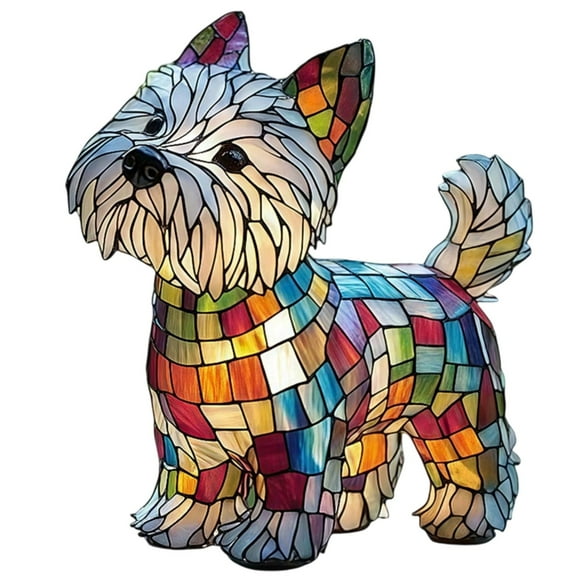 Dog Series Resin Art Night Light - Cute Stained Vintage Table Lamp, LED Desk Lamp & Decor, Dog Night Light for Bedroom, Home Ornament