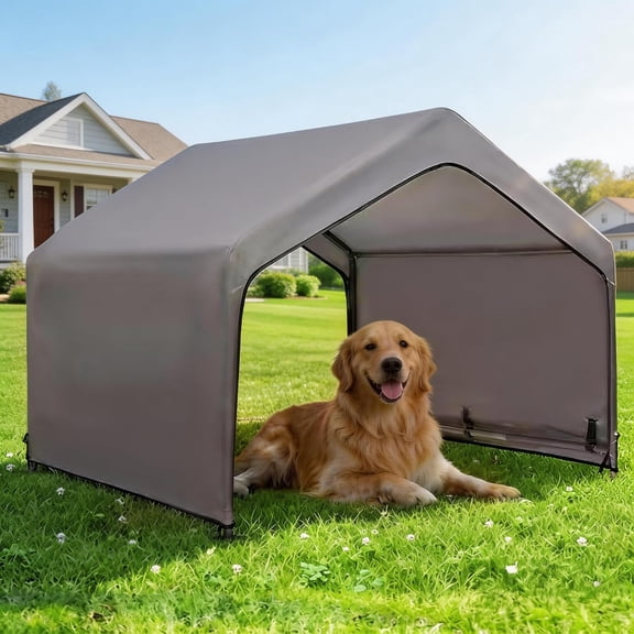Dog Shade Shelter Outdoor Tent for Large Medium Dogs, Outside Doghouse Sun Rain Canopy Dog House with Waterproof Roof Ground Nails for Cats Pigs Livestock 4'x4'x3.3'