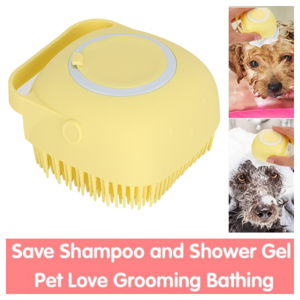 Dog Shampoo Brush and Soap Dispenser 2in1 Pet Bath Massage Soft Brush Dog Bath Brush Silicone